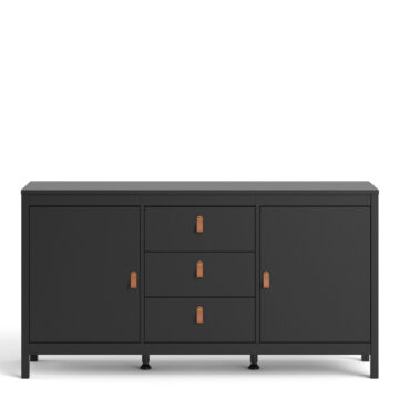 Seville Sideboard 2 Doors + 3 Drawers | Matte Black