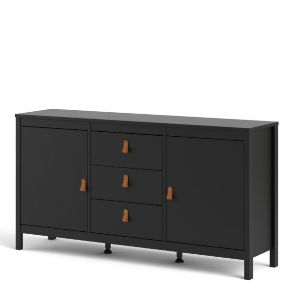 Seville Sideboard 2 Doors + 3 Drawers | Matte Black | Self Assembly