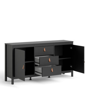 Seville Sideboard 2 Doors + 3 Drawers | Matte Black