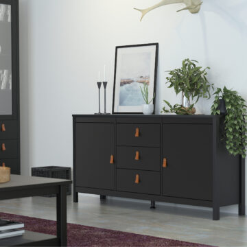 Seville Sideboard 2 Doors + 3 Drawers | Matte Black