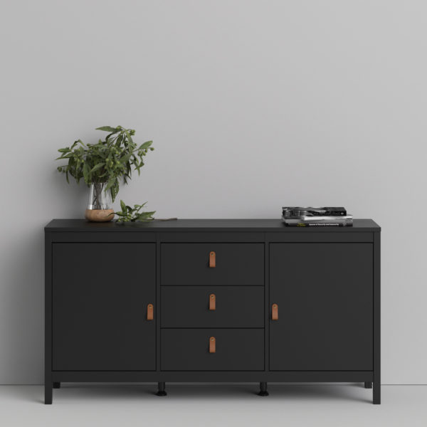 Seville Sideboard 2 Doors + 3 Drawers | Matte Black | Self Assembly