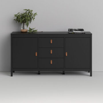 Seville Sideboard 2 Doors + 3 Drawers | Matte Black | Self Assembly