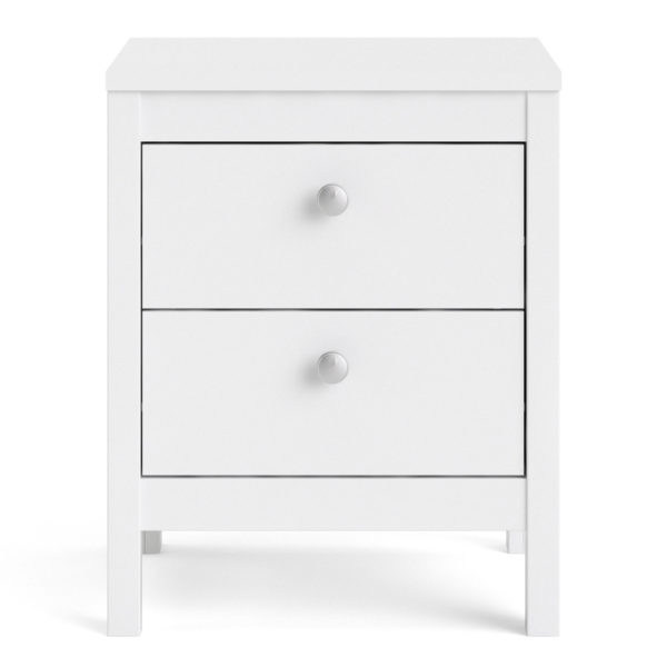 Ronda Bedside Table 2 drawers in White | Self Assembly