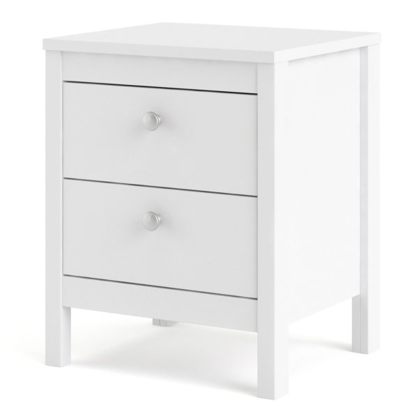 Ronda Bedside Table 2 drawers in White | Self Assembly