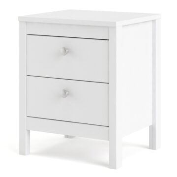 Ronda White 2 Drawer Bedside Table