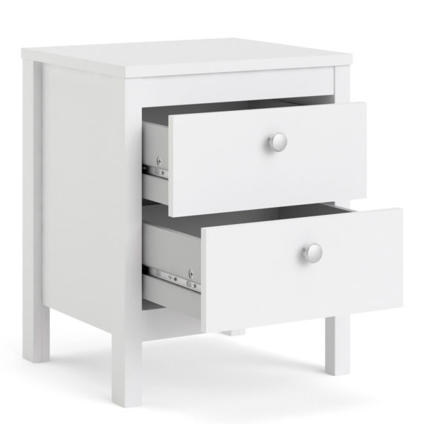 Ronda Bedside Table 2 drawers in White | Self Assembly