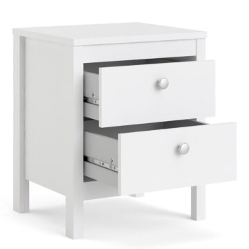 Ronda White 2 Drawer Bedside Table