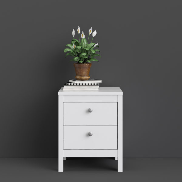 Ronda Bedside Table 2 drawers in White | Self Assembly