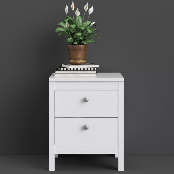 Ronda Bedside Table 2 drawers in White | Self Assembly