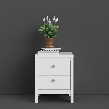 Ronda White 2 Drawer Bedside Table