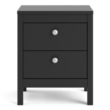Ronda Matt Black 2 Drawer Bedside Table