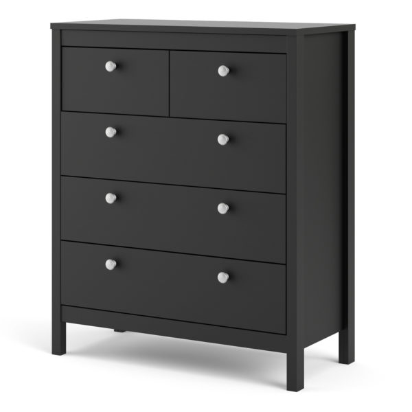 Ronda Chest 3+2 Drawers | Matte Black | Self Assembly
