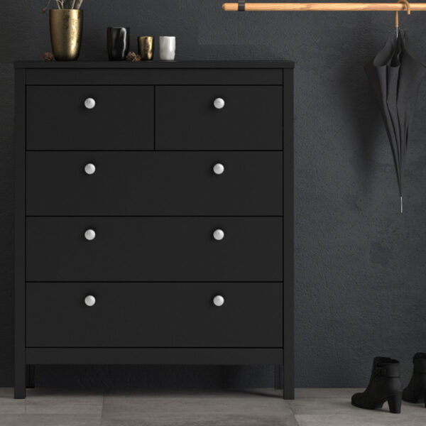 Ronda Chest 3+2 Drawers | Matte Black | Self Assembly