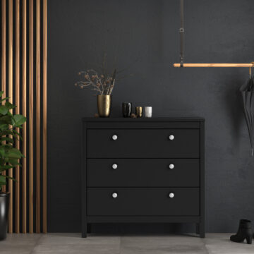 Ronda Chest 3 Drawers | Matte Black