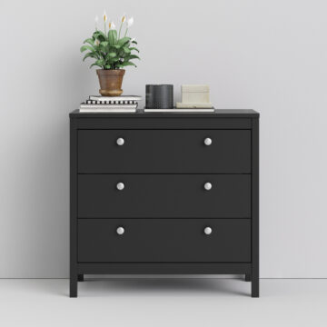 Ronda Chest 3 Drawers | Matte Black
