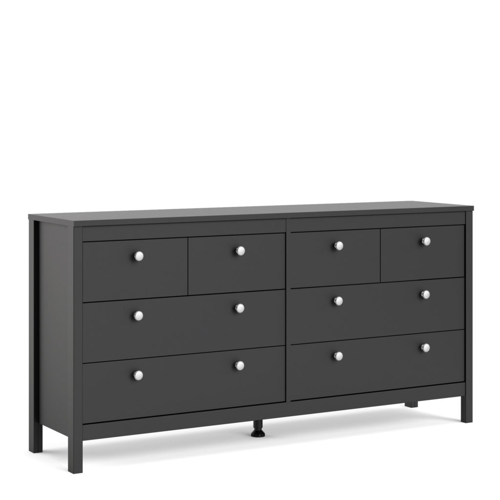 Ronda Double Chest of Drawers Matt Black Self Assembly Oak World