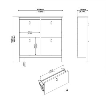 Ronda Matt Black Shoe Cabinet