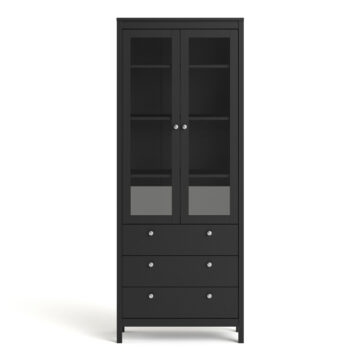 Ronda Display Cabinet with 2 Doors + 3 Drawers | Matte Black