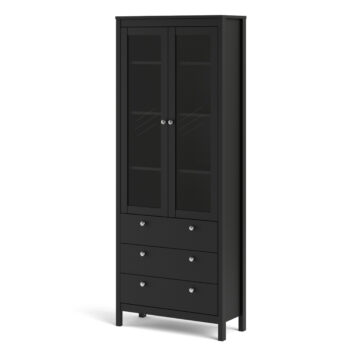 Ronda Display Cabinet with 2 Doors + 3 Drawers | Matte Black