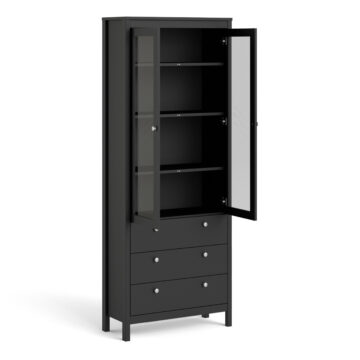 Ronda Display Cabinet with 2 Doors + 3 Drawers | Matte Black