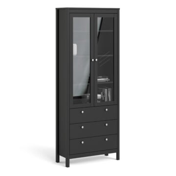 Ronda Display Cabinet with 2 Doors + 3 Drawers | Matte Black