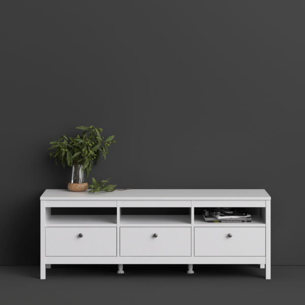 Ronda TV Unit with 3 Drawers | White | Self Assembly
