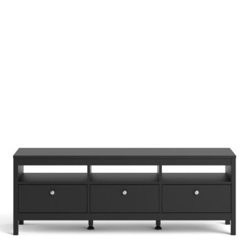 Ronda Matt Black 3 Drawer TV Unit 151cm