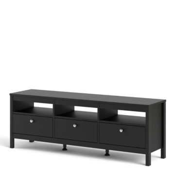 Ronda Matt Black 3 Drawer TV Unit 151cm