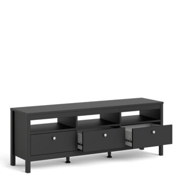 Ronda Matt Black 3 Drawer TV Unit 151cm