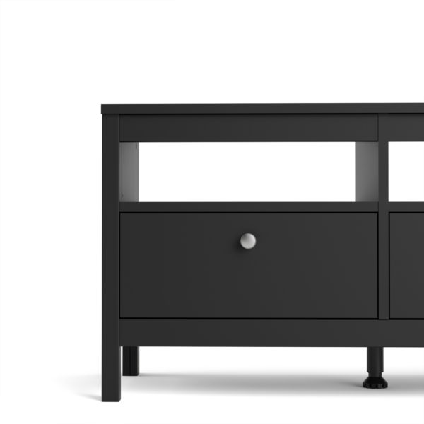 Ronda TV Unit with 3 Drawers | Matte Black | Self Assembly