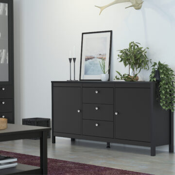 Ronda Sideboard 2 Doors + 3 Drawers | Matte Black