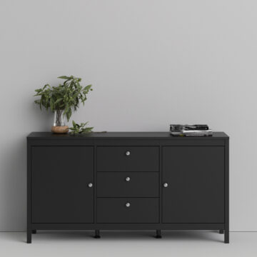 Ronda Sideboard 2 Doors + 3 Drawers | Matte Black