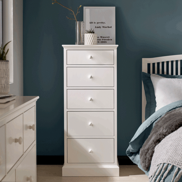 Stanton White 5 Drawer Tall Chest