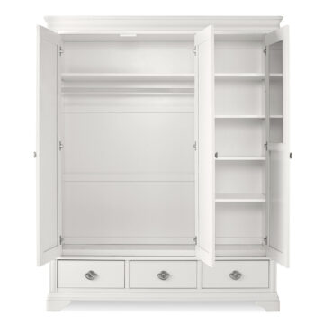 Arlington White Triple Wardrobe with Drawers