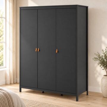 Seville Wardrobe with 3 Doors | Matte Black