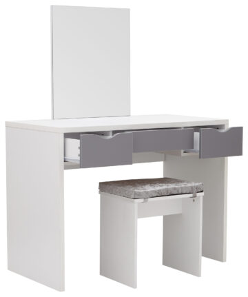 Sabrina White 3 Drawer Dressing Table Set