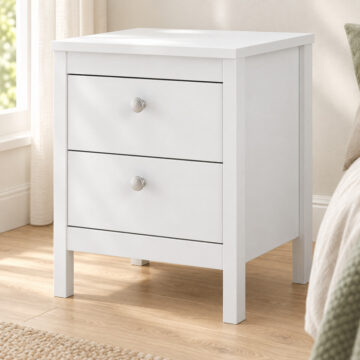 Ronda White 2 Drawer Bedside Table