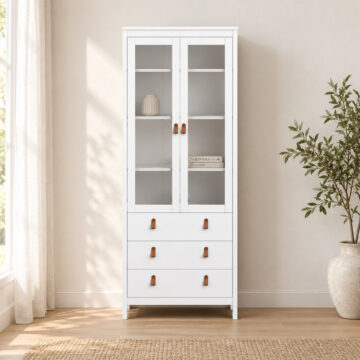 Seville White 2 Door 3 Drawer Display Cabinet