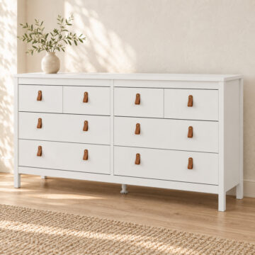 Seville White Wide Chest Of Drawers 4+4 Drawers