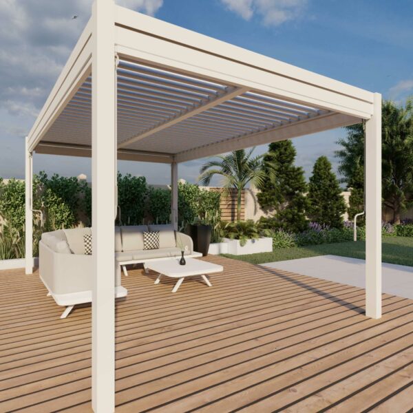 Maze Pergola Aluminium Square 3 x3m with 4 Drop Sides | White