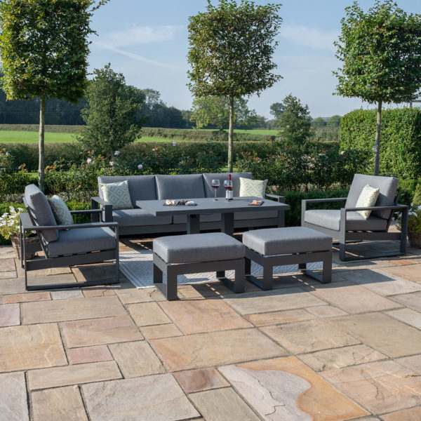 Maze Amalfi Garden 3 Seat Sofa Set With Rising Table | Grey