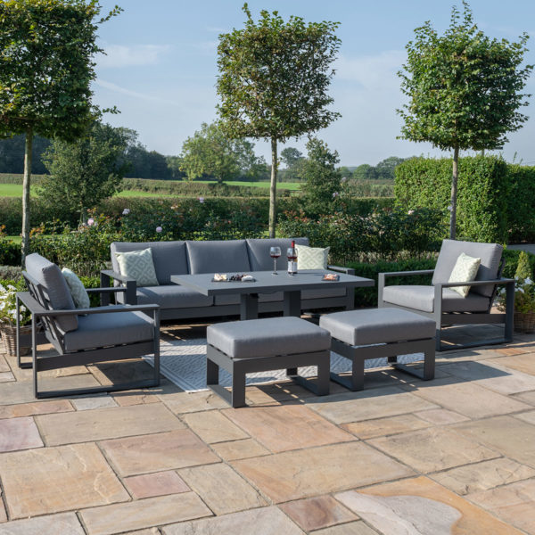Maze Amalfi Garden 3 Seat Sofa Set With Rising Table | Grey