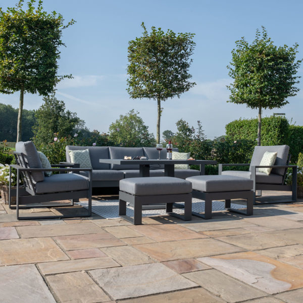 Maze Amalfi Garden 3 Seat Sofa Set With Rising Table | Grey