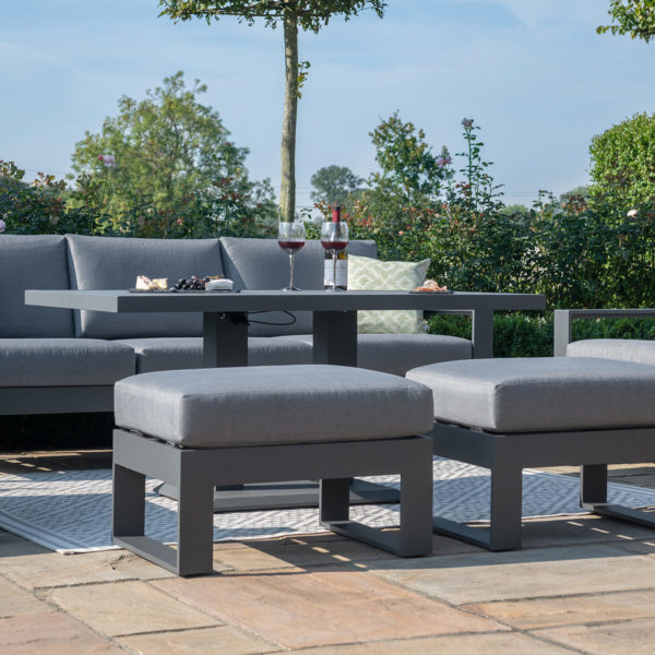 Maze Amalfi Garden 3 Seat Sofa Set With Rising Table | Grey
