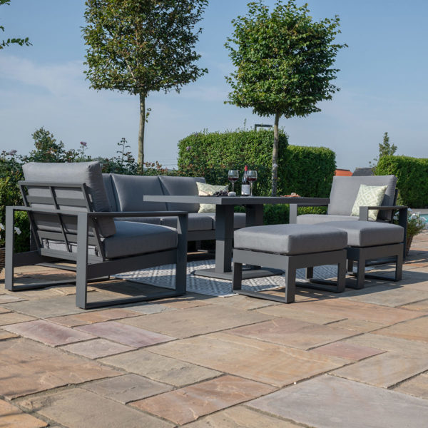 Maze Amalfi Garden 3 Seat Sofa Set With Rising Table | Grey