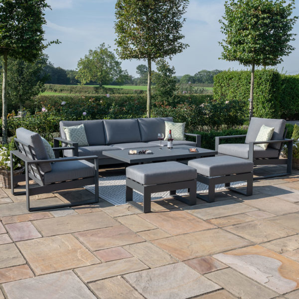 Maze Amalfi Garden 3 Seat Sofa Set With Rising Table | Grey