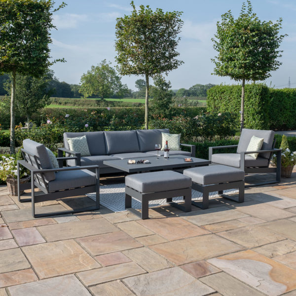Maze Amalfi Garden 3 Seat Sofa Set With Rising Table | Grey