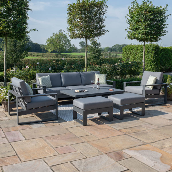 Maze Amalfi Garden 3 Seat Sofa Set With Rising Table | Grey