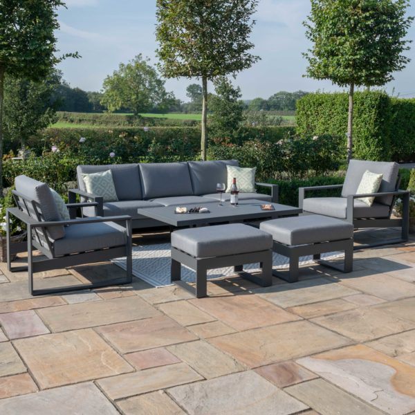 Maze Amalfi Garden 3 Seat Sofa Set With Rising Table | Grey