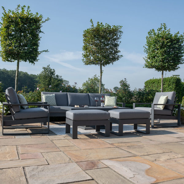 Maze Amalfi Garden 3 Seat Sofa Set With Rising Table | Grey